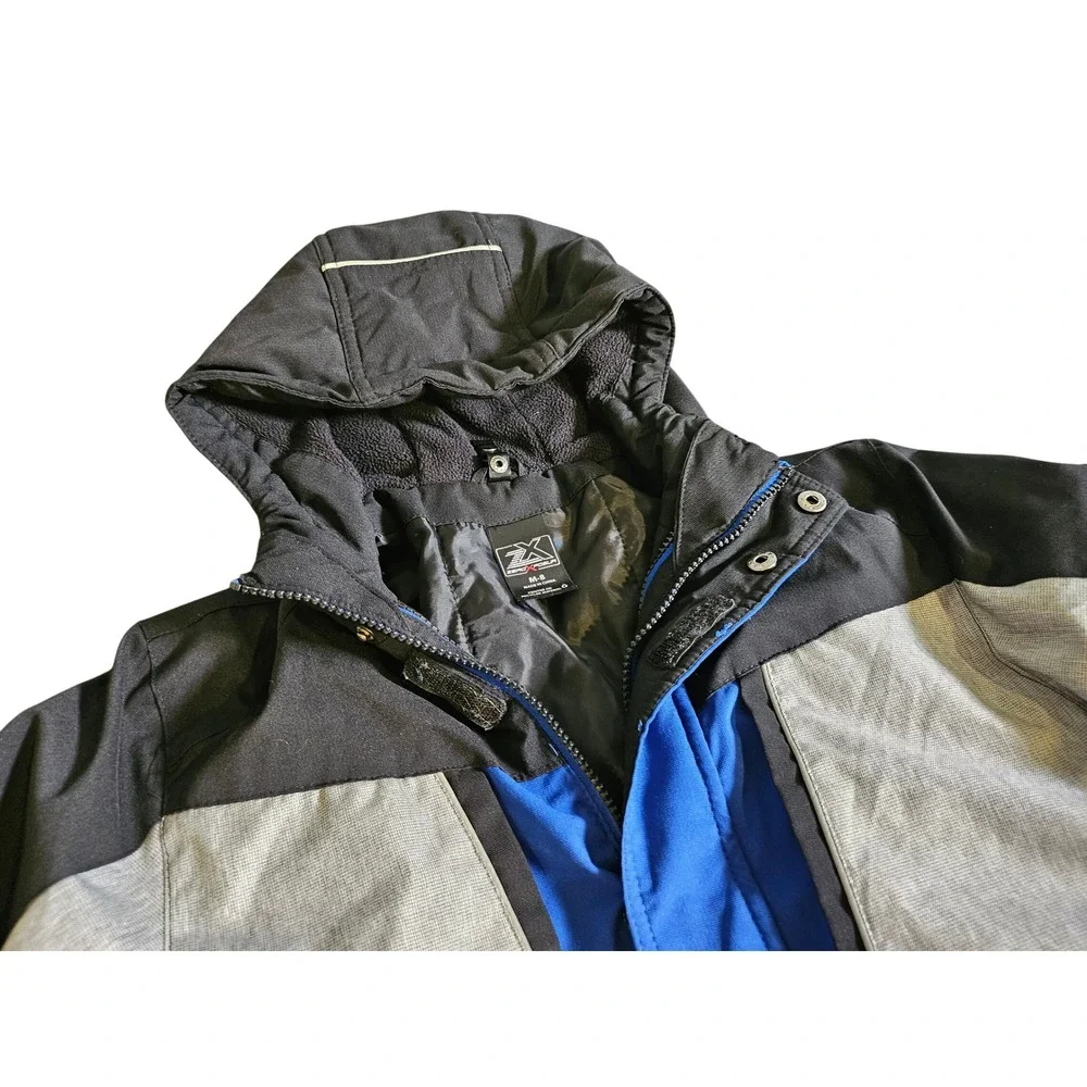 ZeroXposur Winter Jacket Boys Size M 8 Blue Black Grey Colorblock Hooded Coat